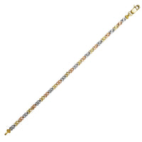 Tricolor Milgrain Diamond-cuts Dollar Sign Fancy Lady Bracelet (14K).