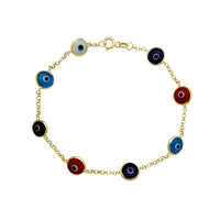 Multicolor Evil Eyes Bracelet (14K).