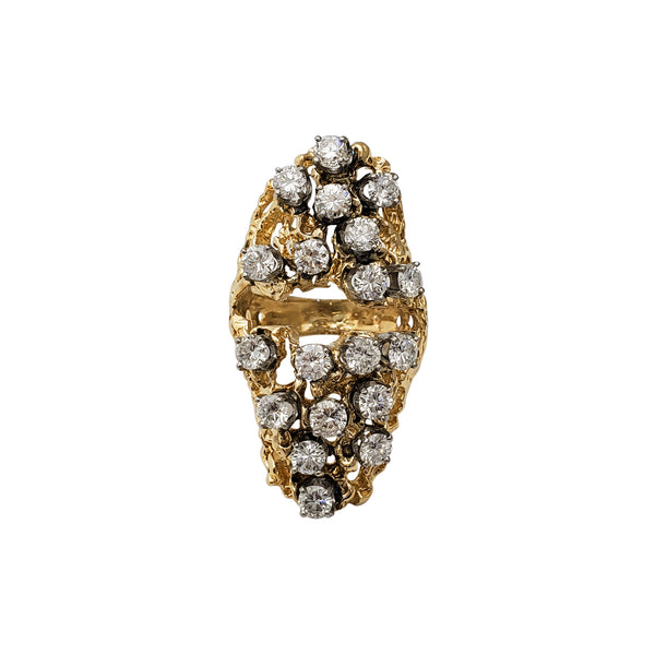 Diamond Cluster Nugget Long-Finger Ring (14K)