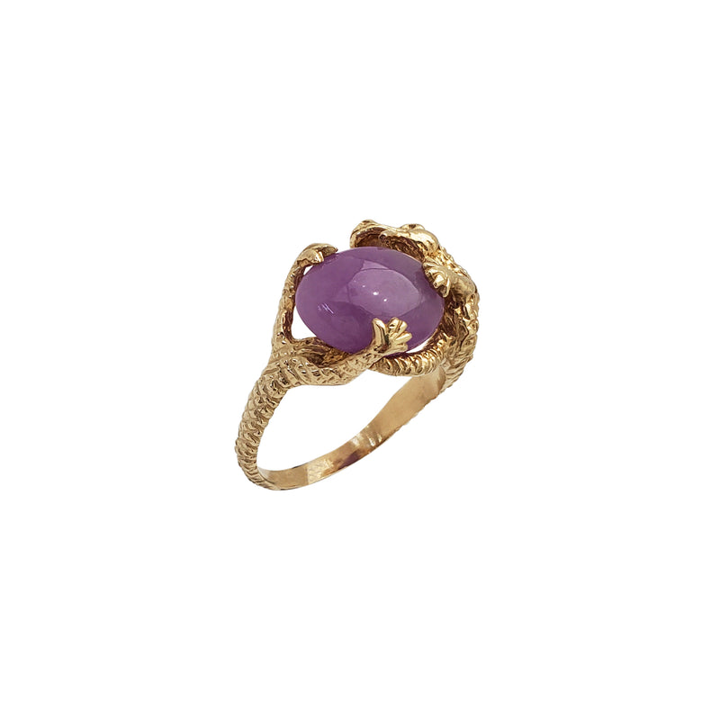 Purple Jade Dragon Ring (14K)