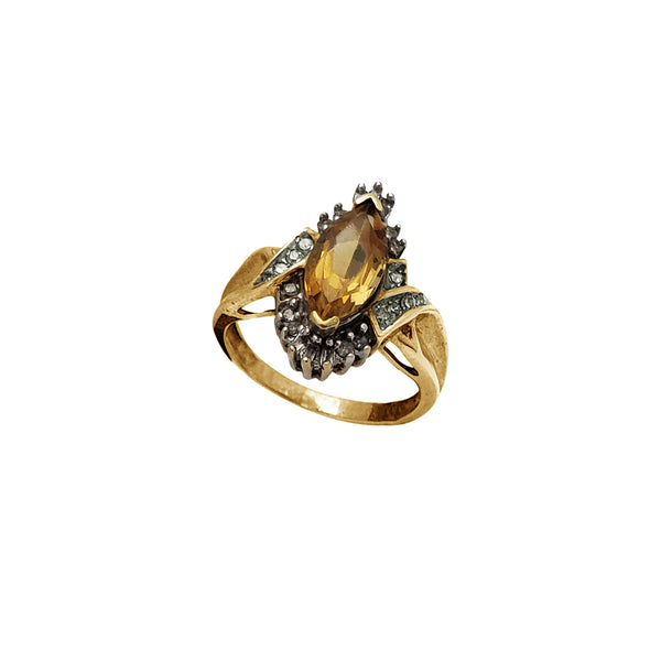 Diamond & Citrine Marquise-Shape Ring (10K)