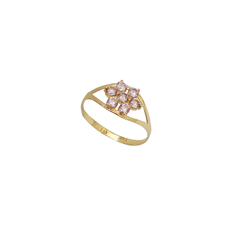 Zirconia Pink Honeycomb Baby/Kid's Youth Ring (14K)