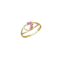 Ružičasti cirkonijski prsten u obliku srca za bebu/dječiju mladež (14K)