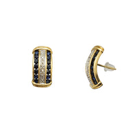 Channel-Set Diamond & Sapphire Stud Earrings (14K)