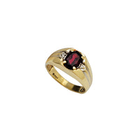 Zirconia Red Oval Men's Ring (10K)