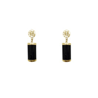 [福] Fortune Blessed Black Onyx Dangling Stud Earrings (14K)