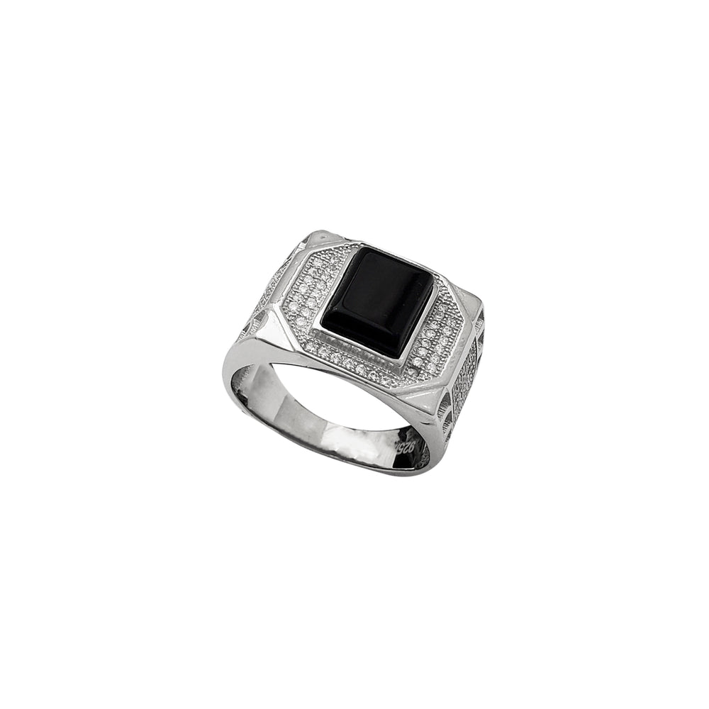 Black Onyx Icy Signet Ring (Silver)