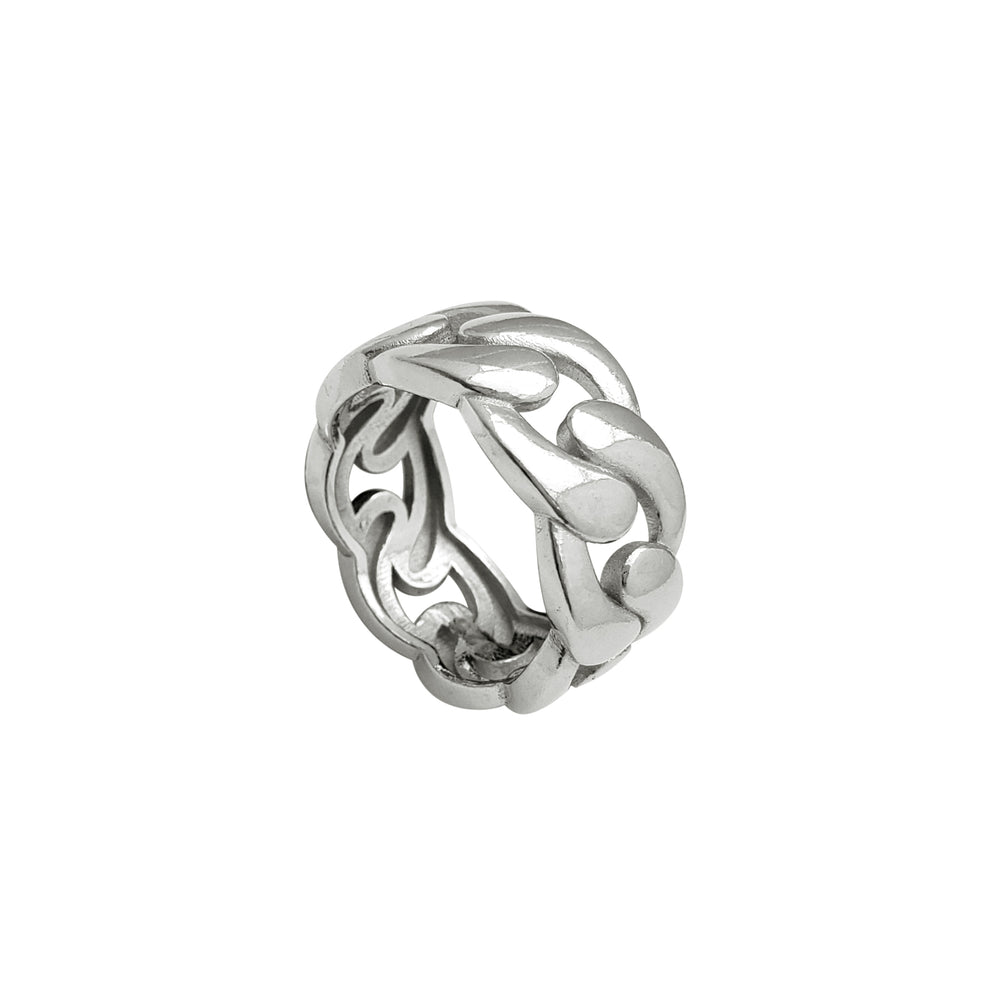 Elongated Cuban Link Ring (Silver)