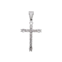 Iced-Out Single-Row Stone Cross Pendant (Silver)