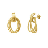 Tri-Hoops Fancy Stud Earrings (14K)