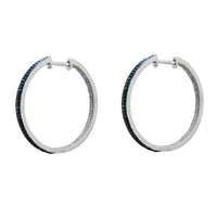 Blue Diamond Inside Out Hoop Earrings (10K)