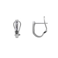 Diamond Channel-Set U-Shape Omega-Back Earrings (14K)