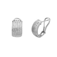 Diamond Ridged Baguette Channel-Sets Omega-Back Earrings (14K)