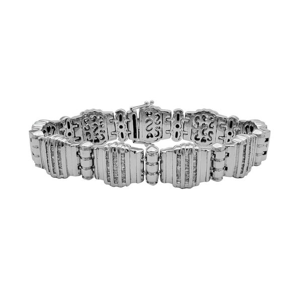Diamond Ridged Channel-Set Men's Bracelet (14K)