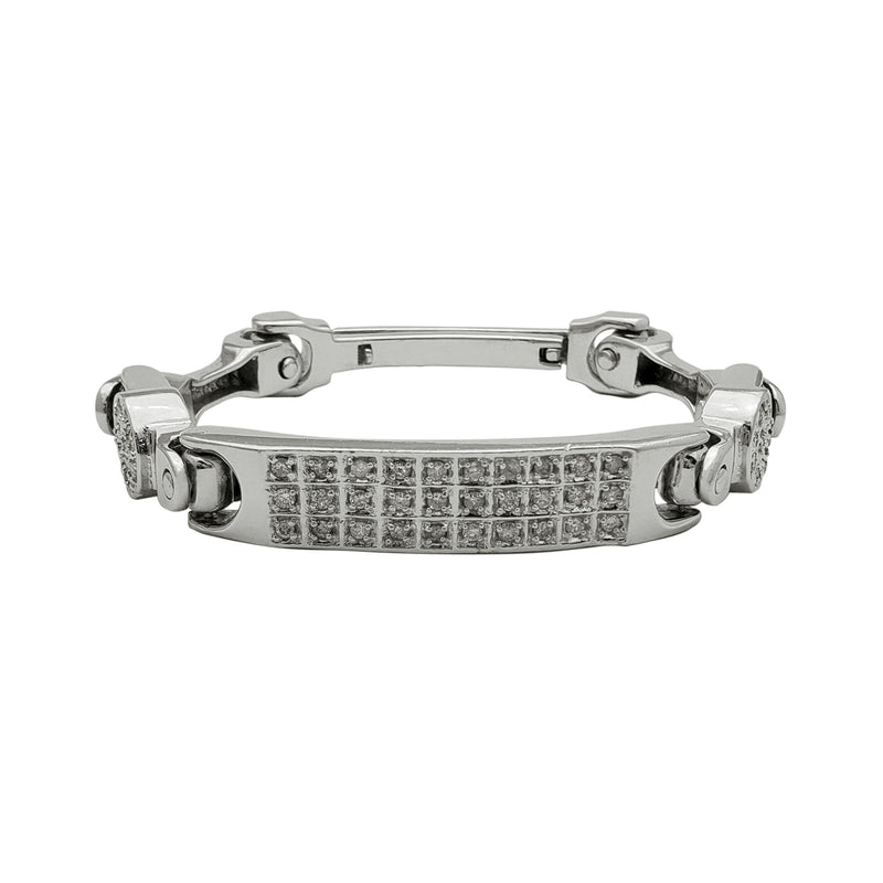 Diamond Beaded Motion ID Men's Bracelet (14K)