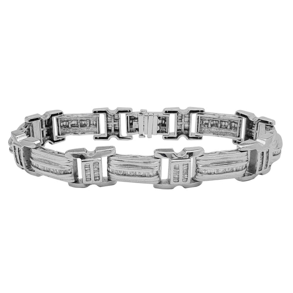Diamond Ridged Channel-Set Men's Bracelet (14K)