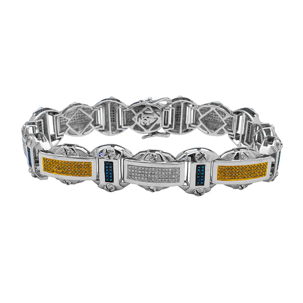 Diamond Multicolor-Link Men's Bracelet (10K)