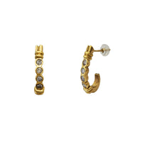 Diamond Bezel Fish Hook Earrings (14K)