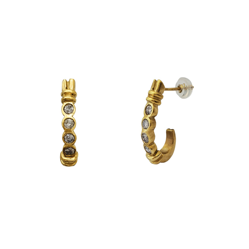 Diamond Bezel Fish Hook Earrings (14K) Diamond Bezel Fish Hook Earrings (14K)