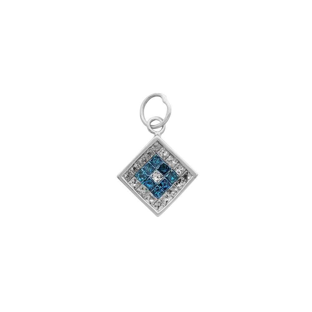 Blue & White Diamond Rhombus Pendant (14K)