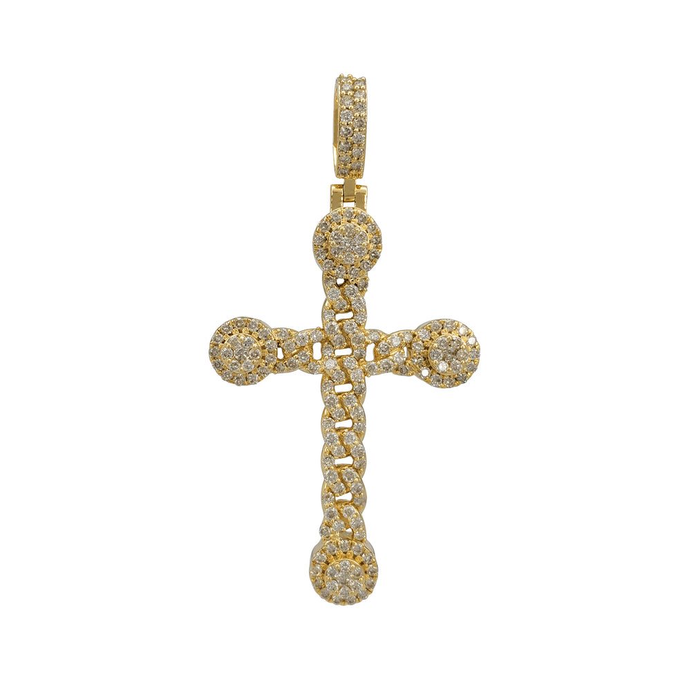 Diamond Cuban-Link Cross Pendant (14K)