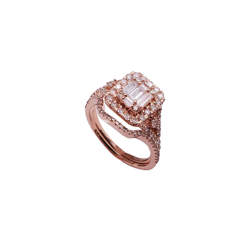 Diamond Two-Piece-Set Baguettes & Round Engagement Ring (14K)