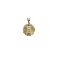 Miniature Zirconia Virgin Mary Round Pendant (14K)