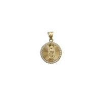 Miniature Zirconia Virgin Mary Round Pendant (14K)