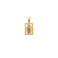 Rectangle Two-Tone Diamond-cuts Virgin Mary Pendant (14K)