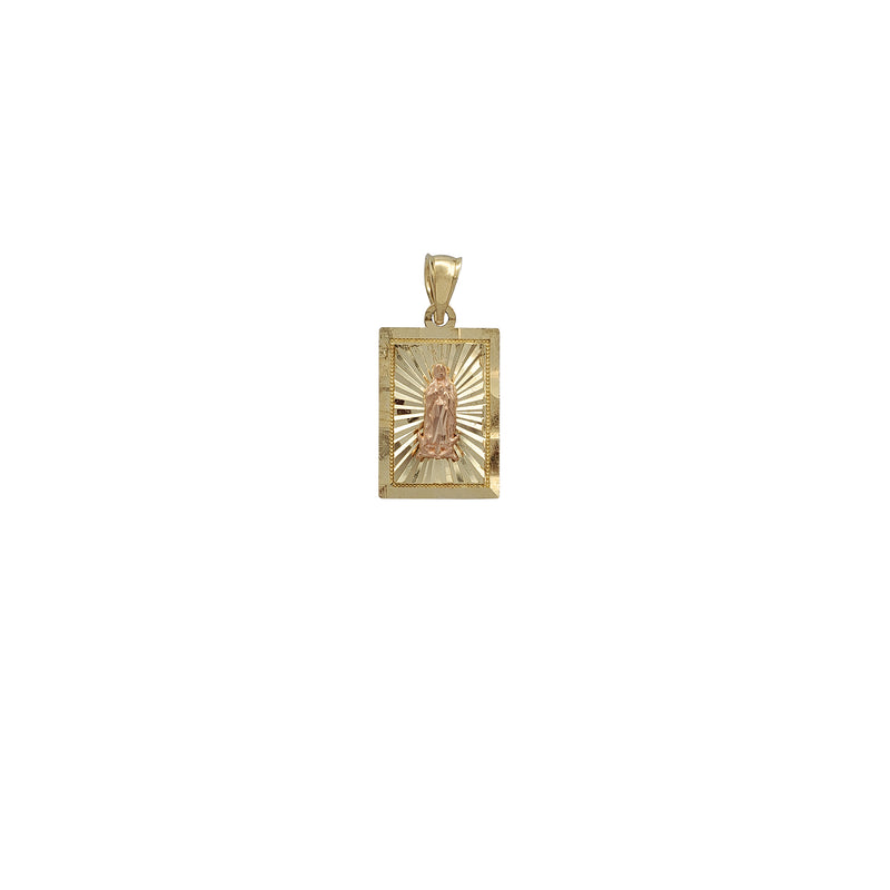 Rectangle Two-Tone Radiant-Cuts Virgin Mary Pendant (14K)