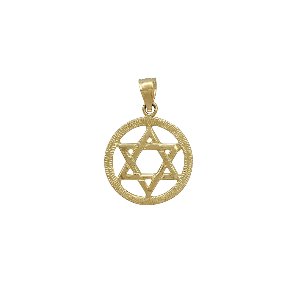 Textured Round Halo Star of David Pendant (14K)
