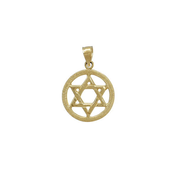 Textured Round Halo Star of David Pendant (14K)
