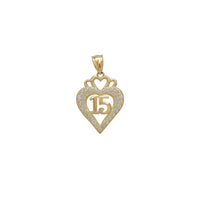 Zirconia 15 Years Heart Frame Pendant (14K)