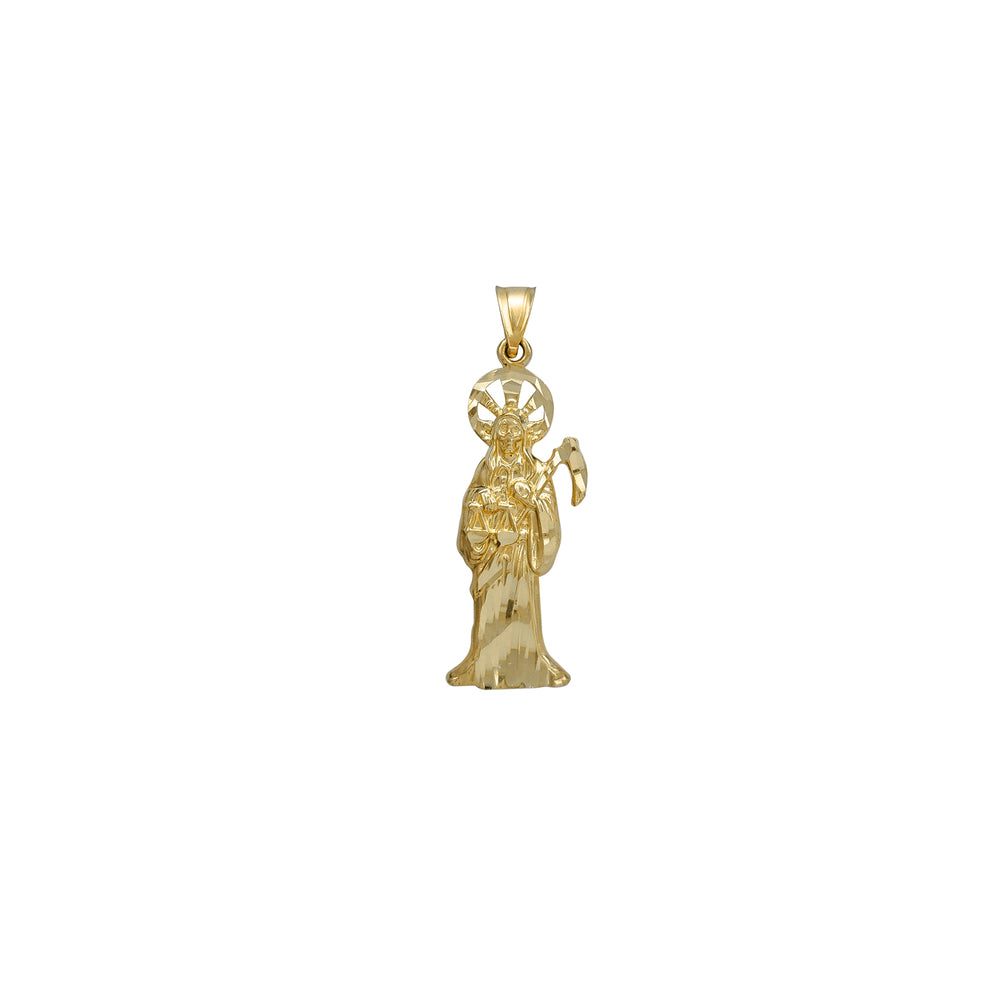 Diamond-cuts Santa Muerte/ Grim Reaper Pendant (14K)
