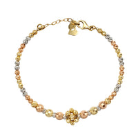 [Adjustable] Tricolor Moon-cuts & Disco-cuts Bangle Bracelet (14K).