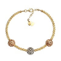 [Adjustable] Tricolor Moon-cuts Bangle Bracelet (14K).