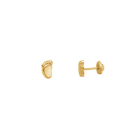 Glossy Baby Footprint Stud Earrings (14K)
