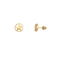 Glossy Halo Star Stud Earrings (14K)