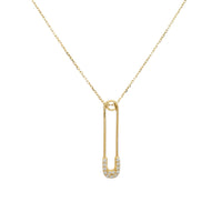 Zirconia Paperclip Cable Fancy Necklace (14K)