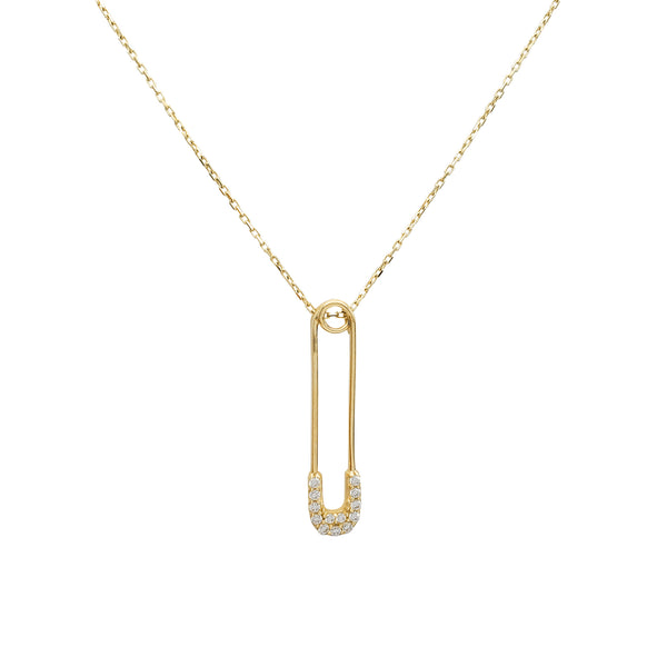 Zirconia Paperclip Cable Fancy Necklace (14K)