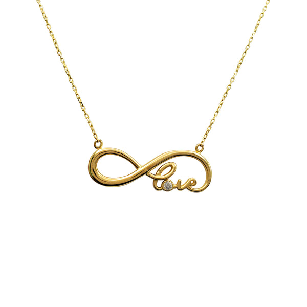 Zirconia Infinity Love Cable Fancy Necklace (14K)