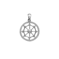 Zirconia Halo Nautical Ship Steering Wheel Pendant (Silver)