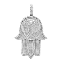 Iced-Out Hamsa Hand Pendant (Silver)