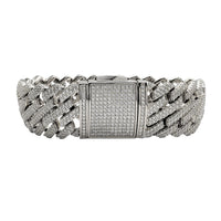 Zirconia Double Monaco-Link Bracelet (Silver)