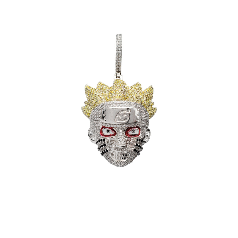 Iced-out Naruto Head Pendant (Silver)