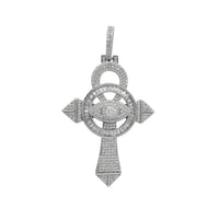 Iced-out Halo Evil Eyes un Ankh Cross kulons (sudrabs)
