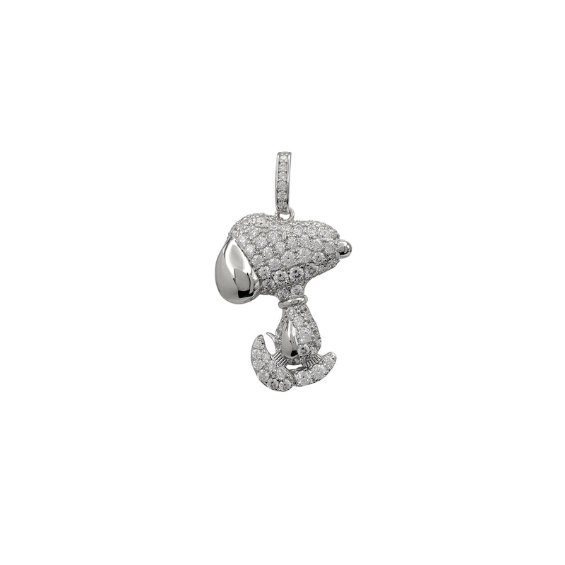 Iced-out Walking Snoopy Dog Character Pendant (Silver)