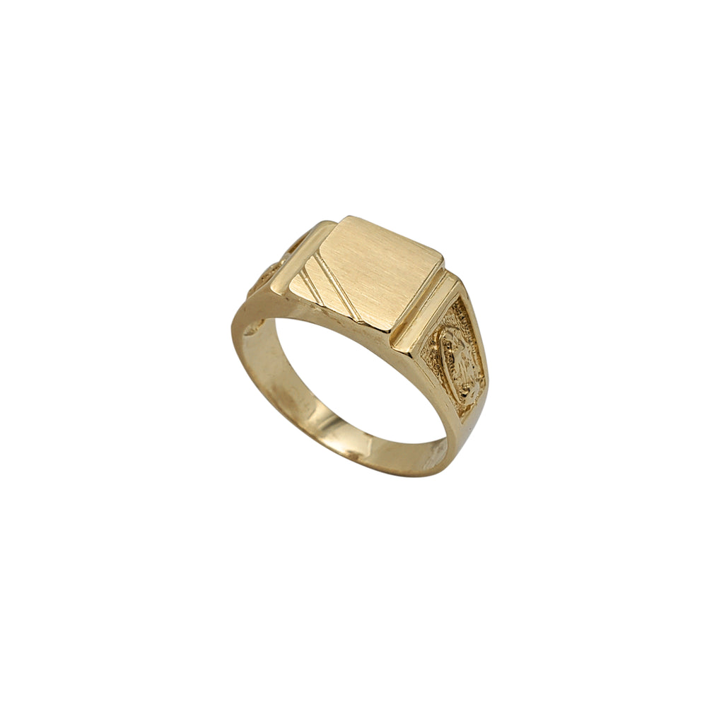 Virgin Mary Notched Signet Ring (14K)