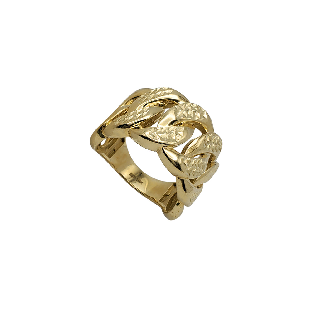 [16mm] Faceted Cuban Link Ring (14K)