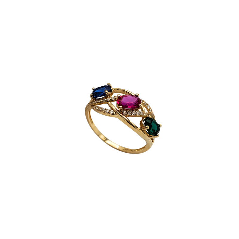 Intertwined Color Gemstones Lady Ring (14K)